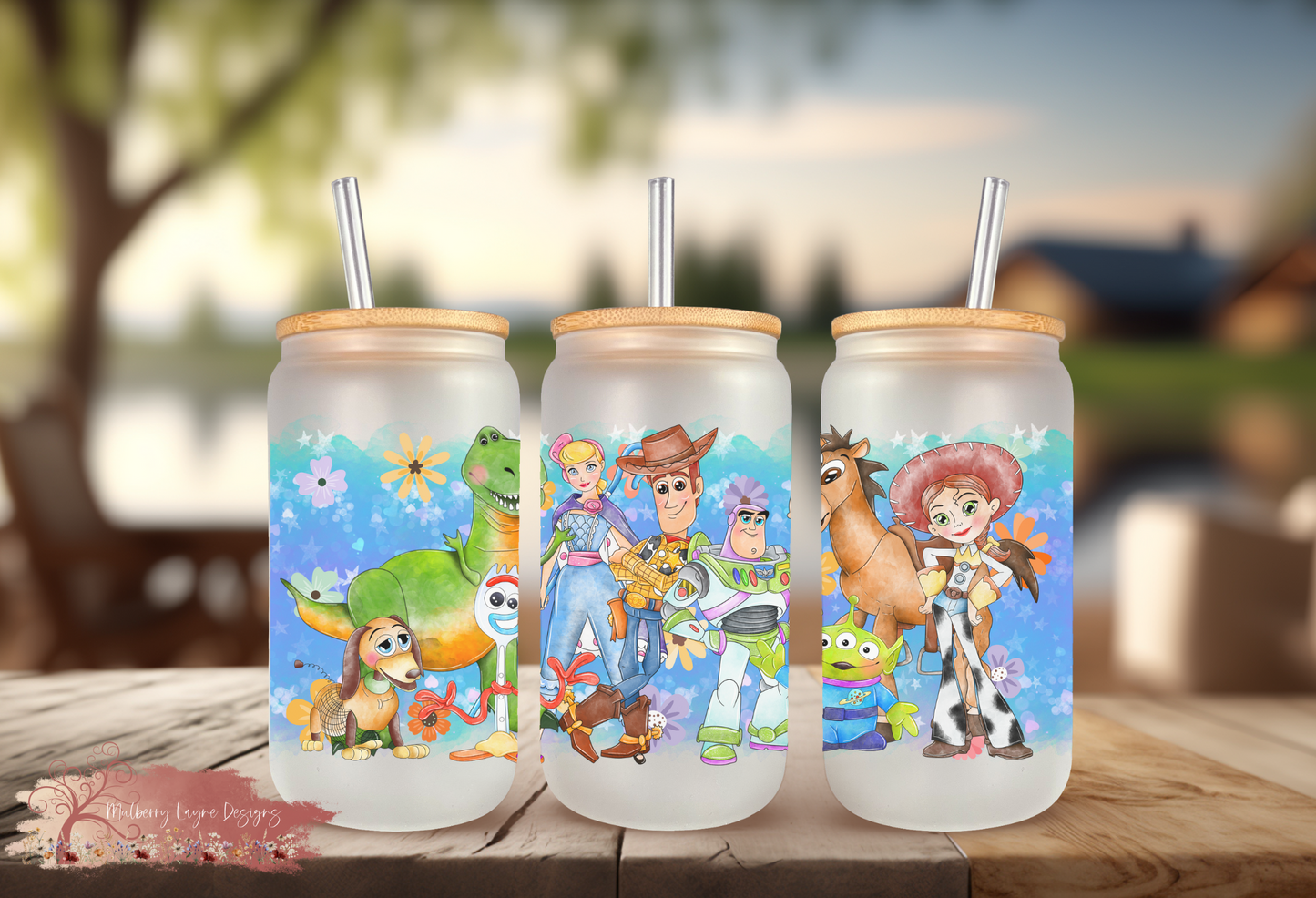 Cowboy And Friends Frosted Glass Can