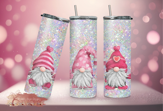 Cute Pink Valentine Gnomes Tumbler