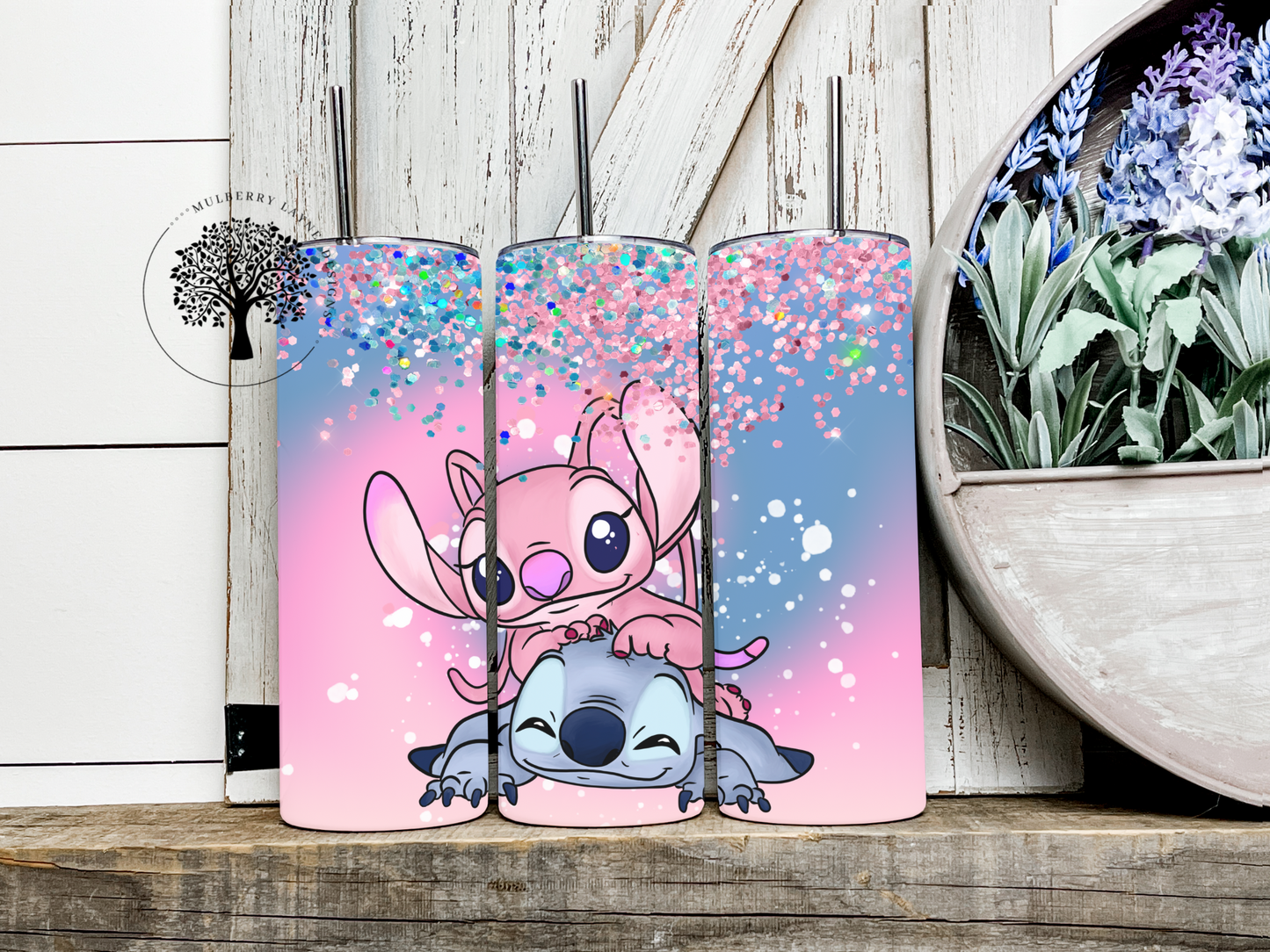 Blue & Pink Alien Love Skinny Tumbler