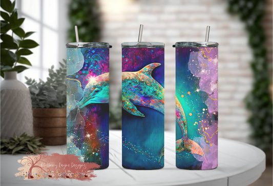 Neon Dolphin Skinny Tumbler