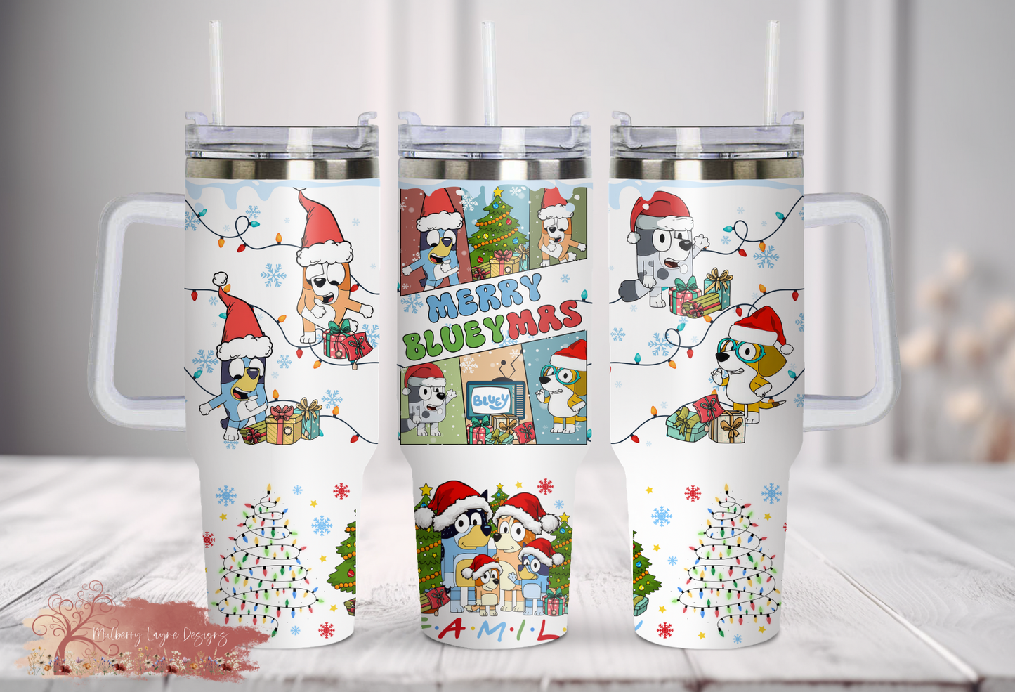 Blue Dog Christmas 40oz Tumbler