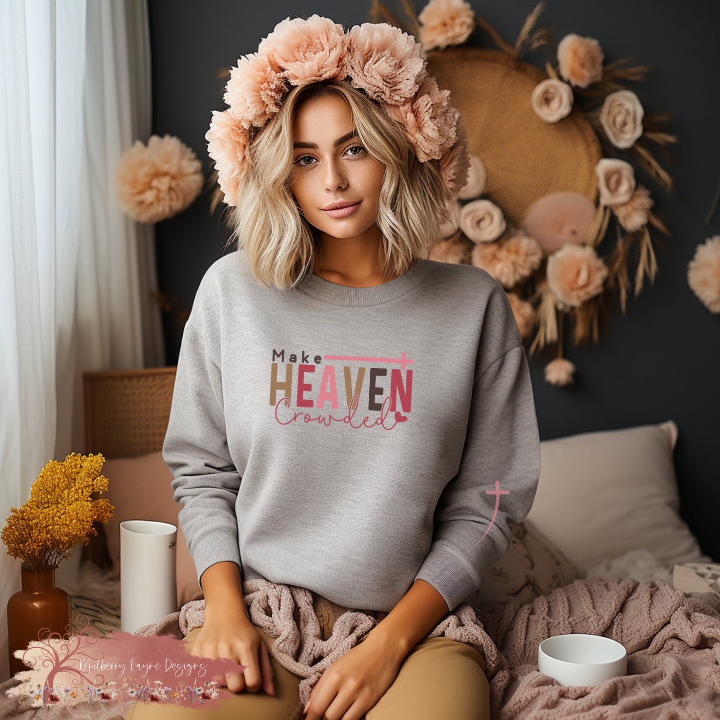 Make Heaven Crowded Sweatshirt With Sleeve Design