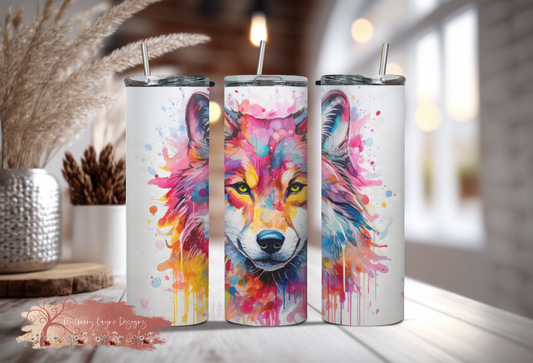 Watercolor Wolf Skinny Tumbler