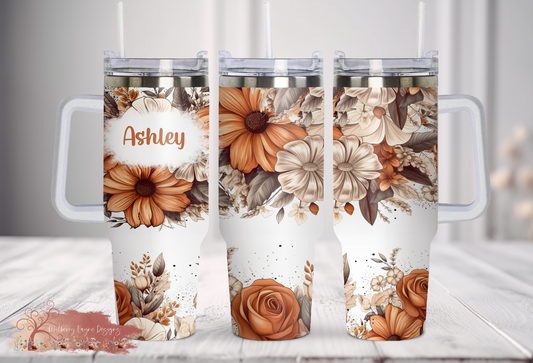 Customizable Floral Name 40oz Tumbler