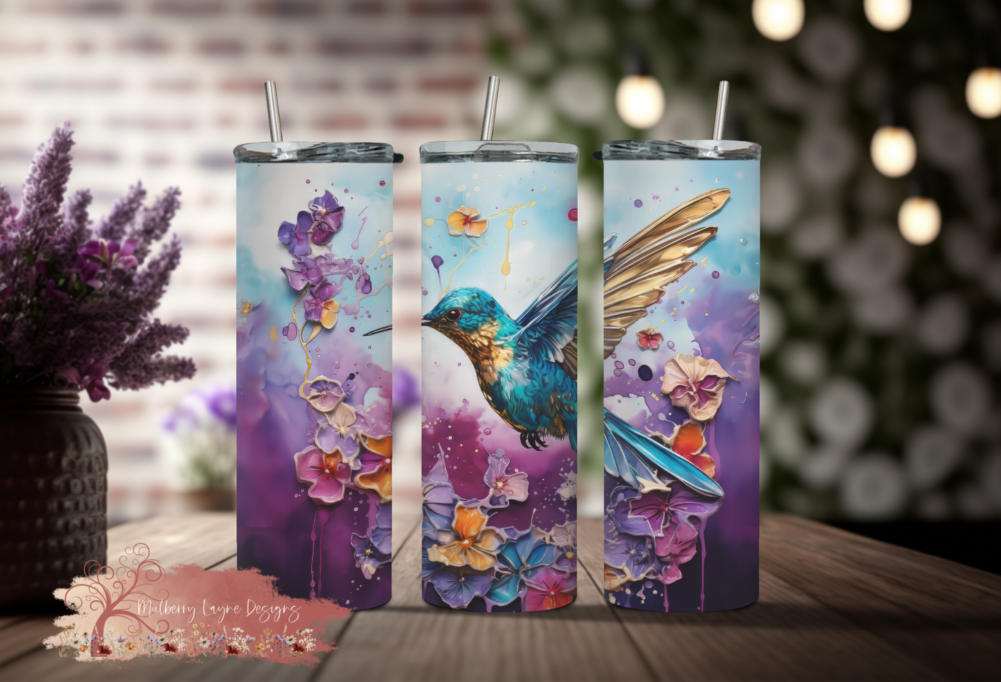 Hummingbird Floral Skinny Tumbler