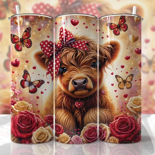 Highland Cow In A Bow Skinny Tumbler