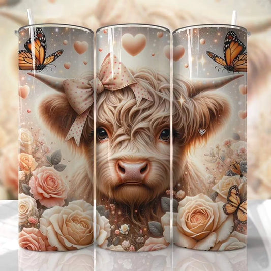 Cute Brown Highland Cow Skinny Tumbler