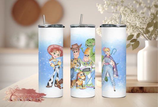 Animated Cowboy & Cowgirl Skinny Tumbler