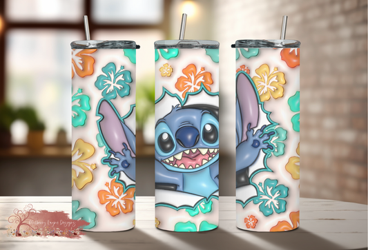 Blue Alien 3D Skinny Tumbler