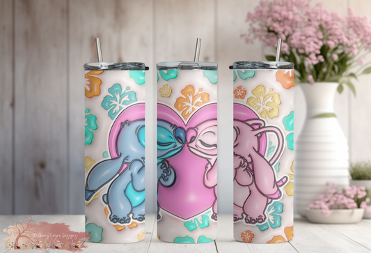 Blue & Pink Alien 3D Skinny Tumbler