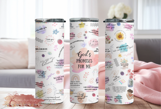 God’s Promises For Me Motivational Skinny Tumbler