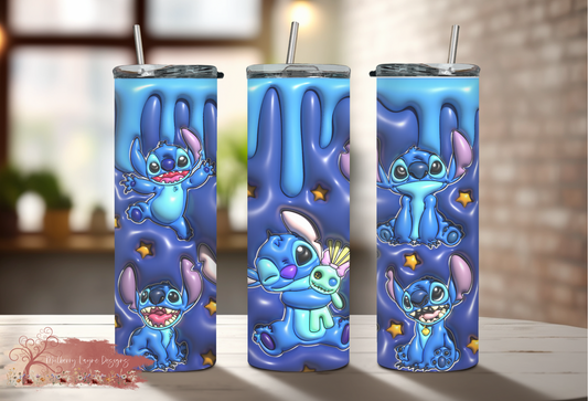 Blue Alien 3D Skinny Tumbler