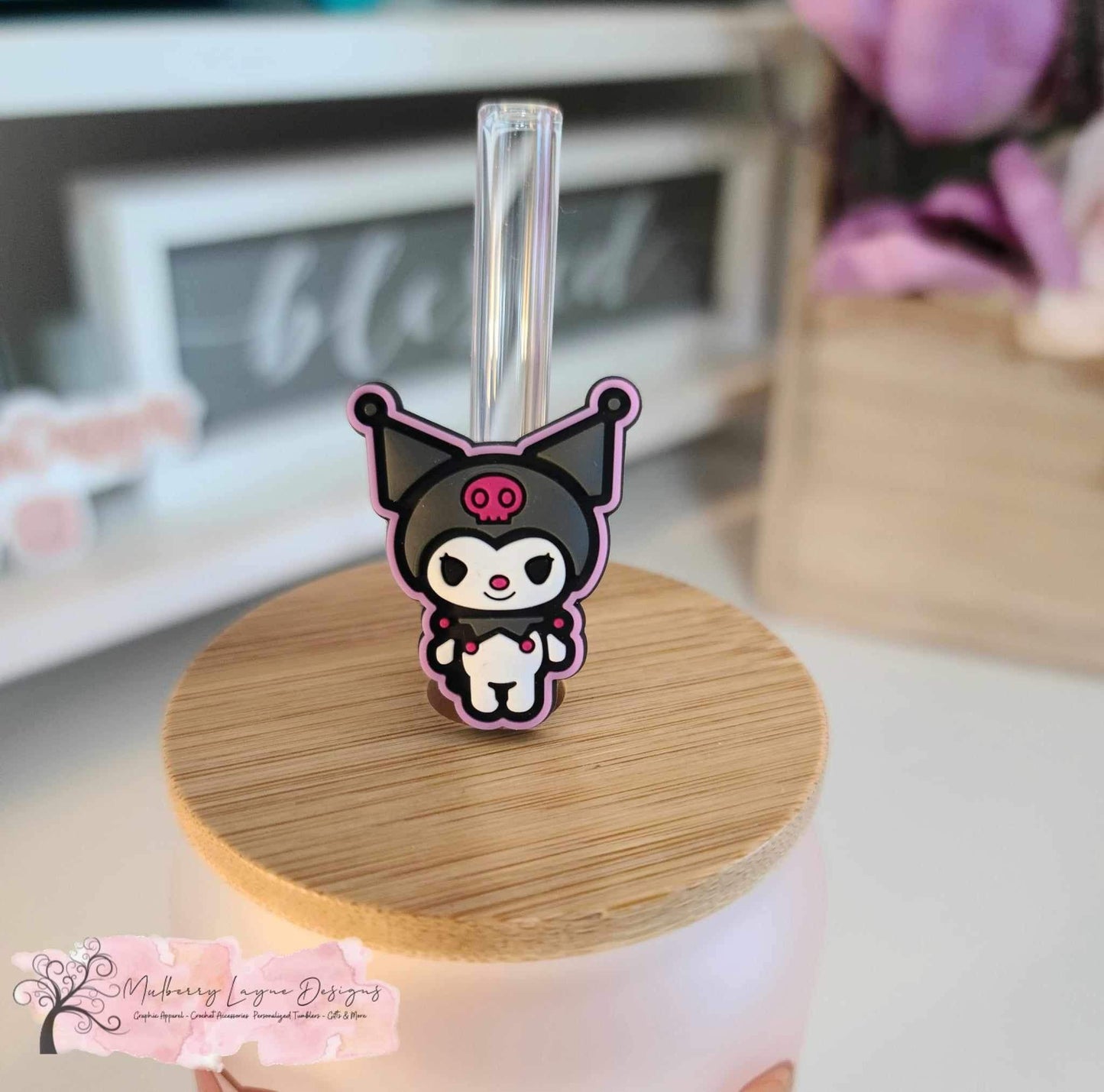 Kawaii Jester  Kitty  Frosted Glass Can