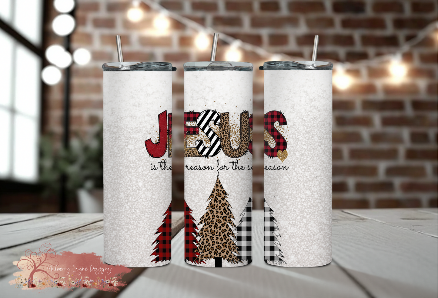 Jesus Is The Reason For The Season - Christmas Trees Skinny Tumbler