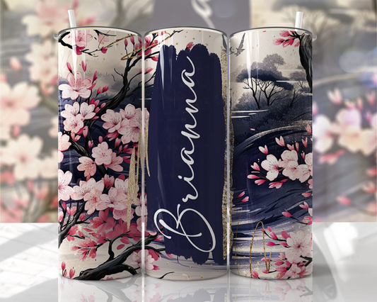 Cherry Blossom Tumbler  |  Personalized Name Skinny Tumbler