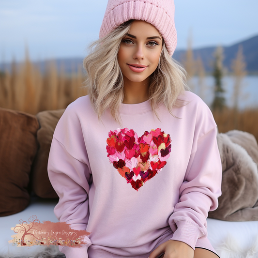 Faux Painted Heart Valentine Sweatshirt