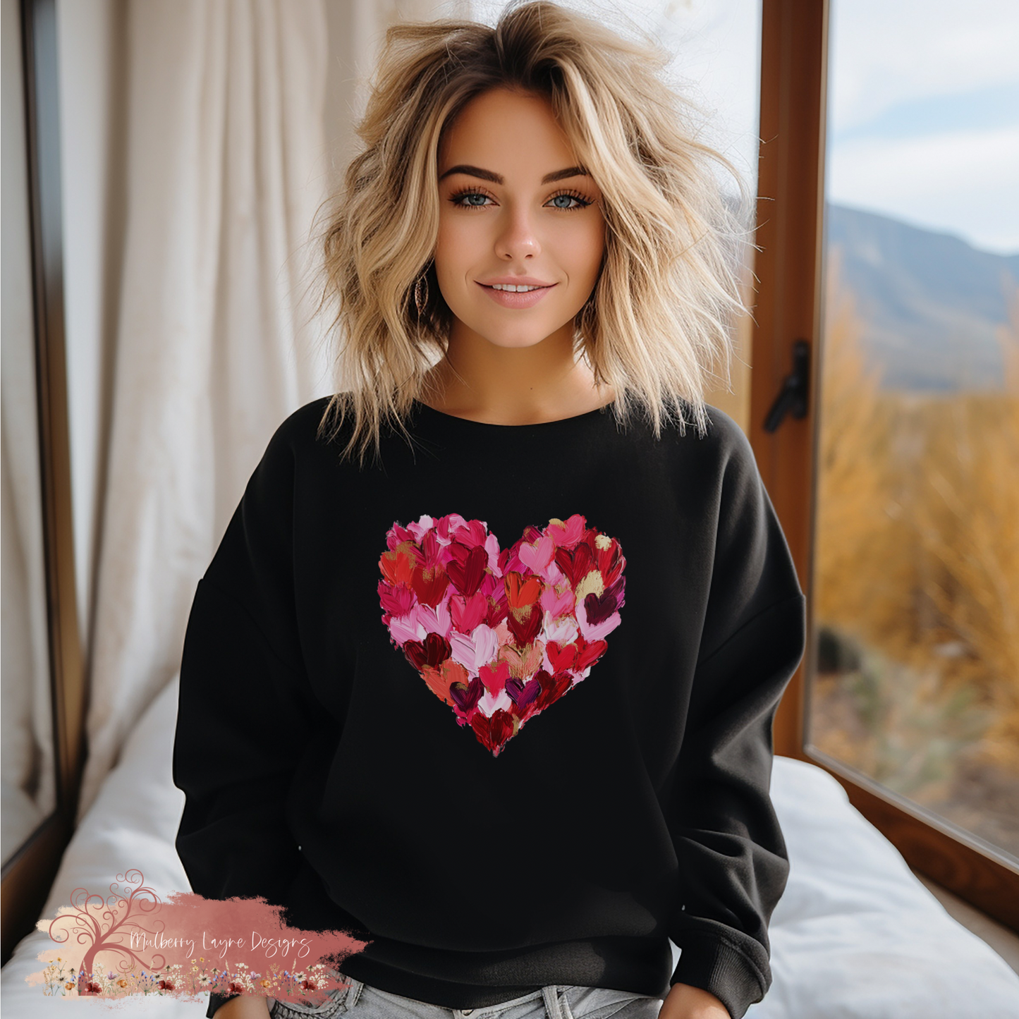 Faux Painted Heart Valentine Sweatshirt