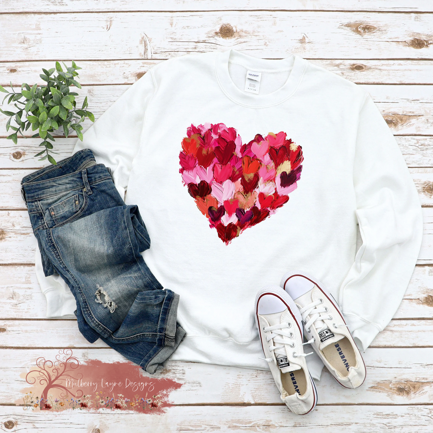 Faux Painted Heart Valentine Sweatshirt