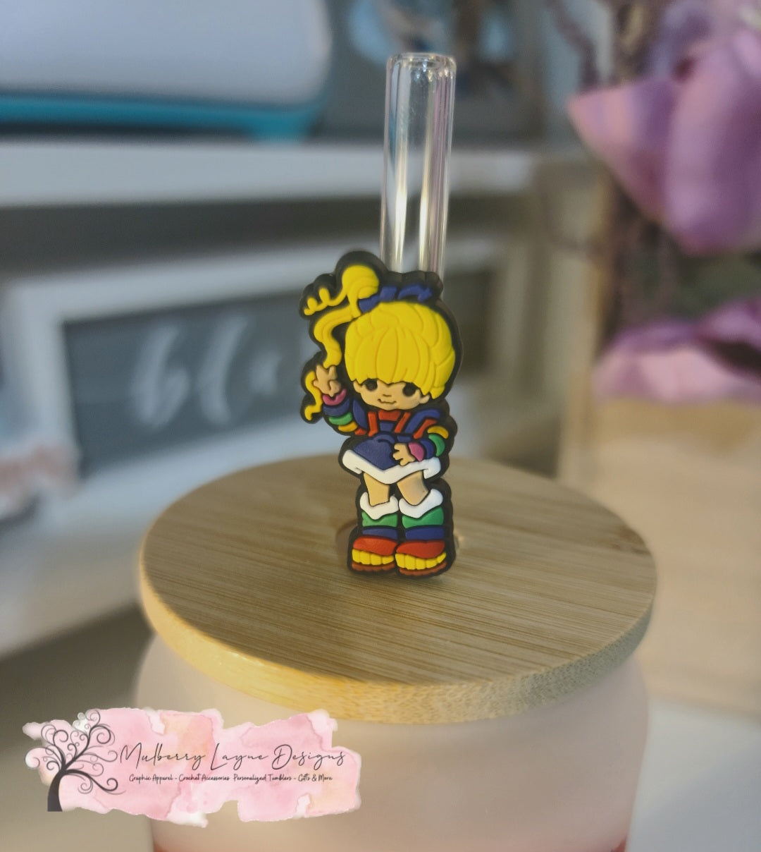 Rainbow Girl & Friends Frosted Glass | Glass Can