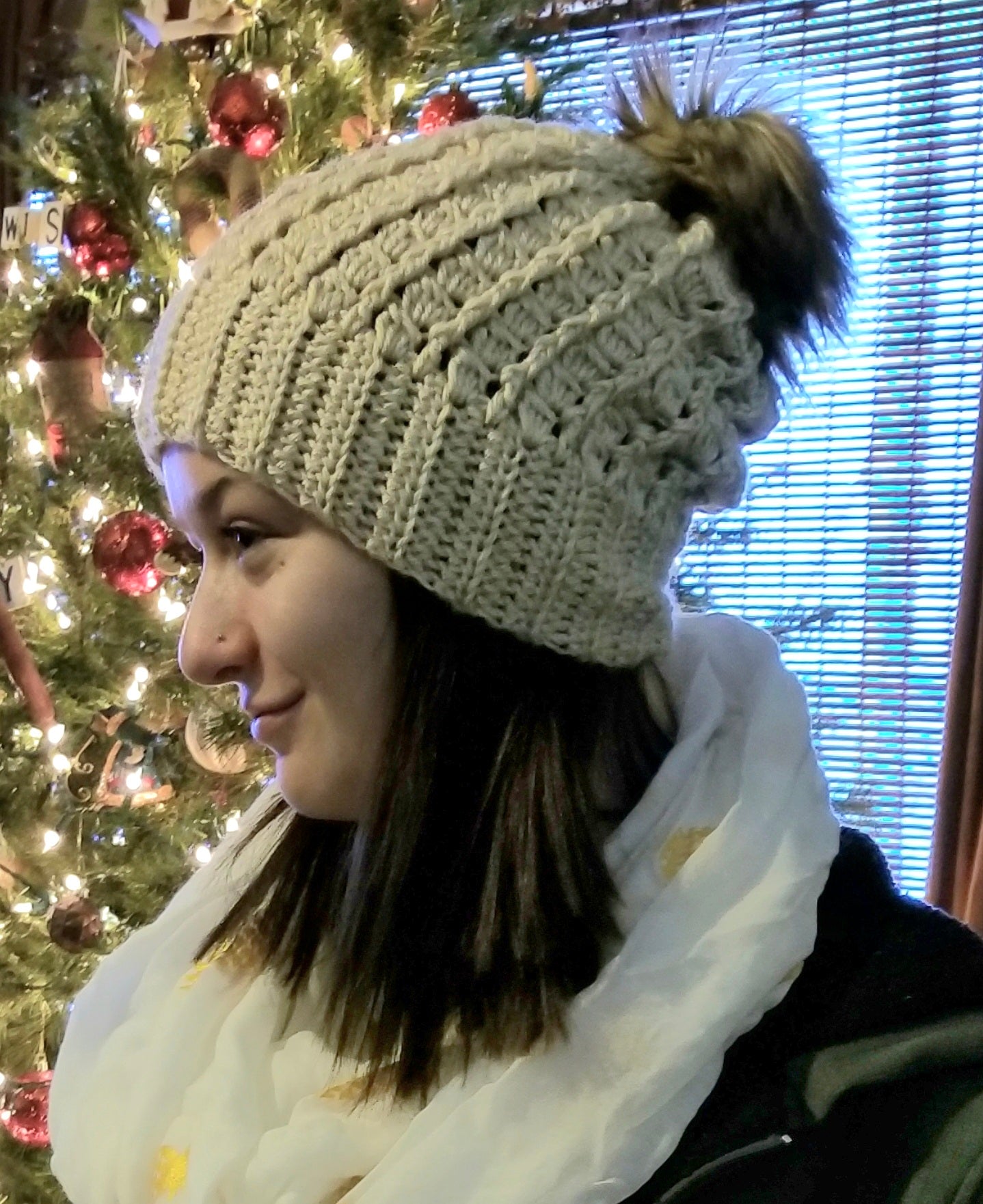 Crochet Hat With Faux Fur Pom