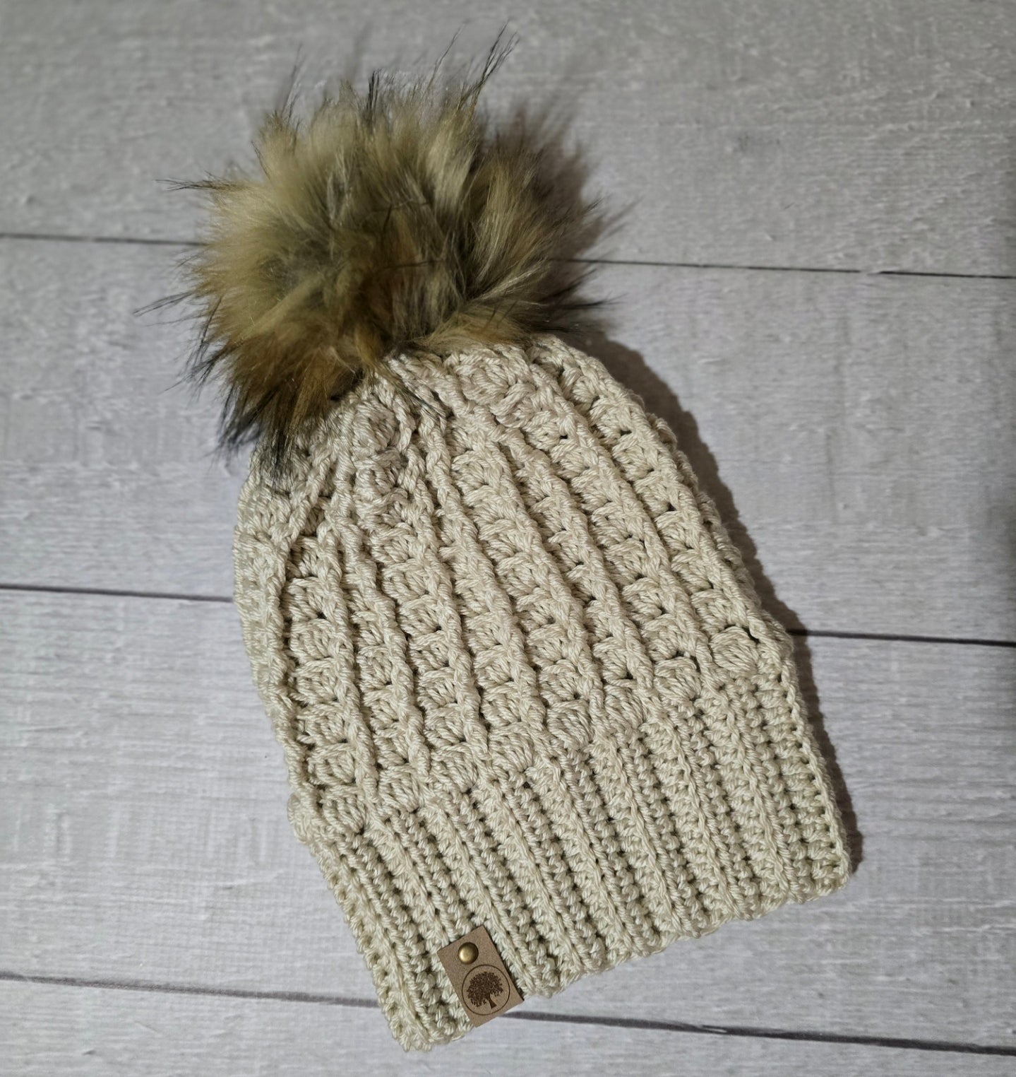 Crochet Hat With Faux Fur Pom