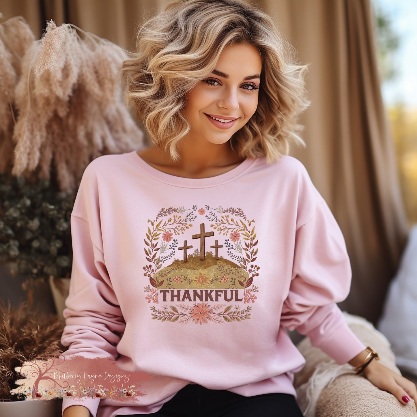 Thankful Christian Crosses Sweatshirt
