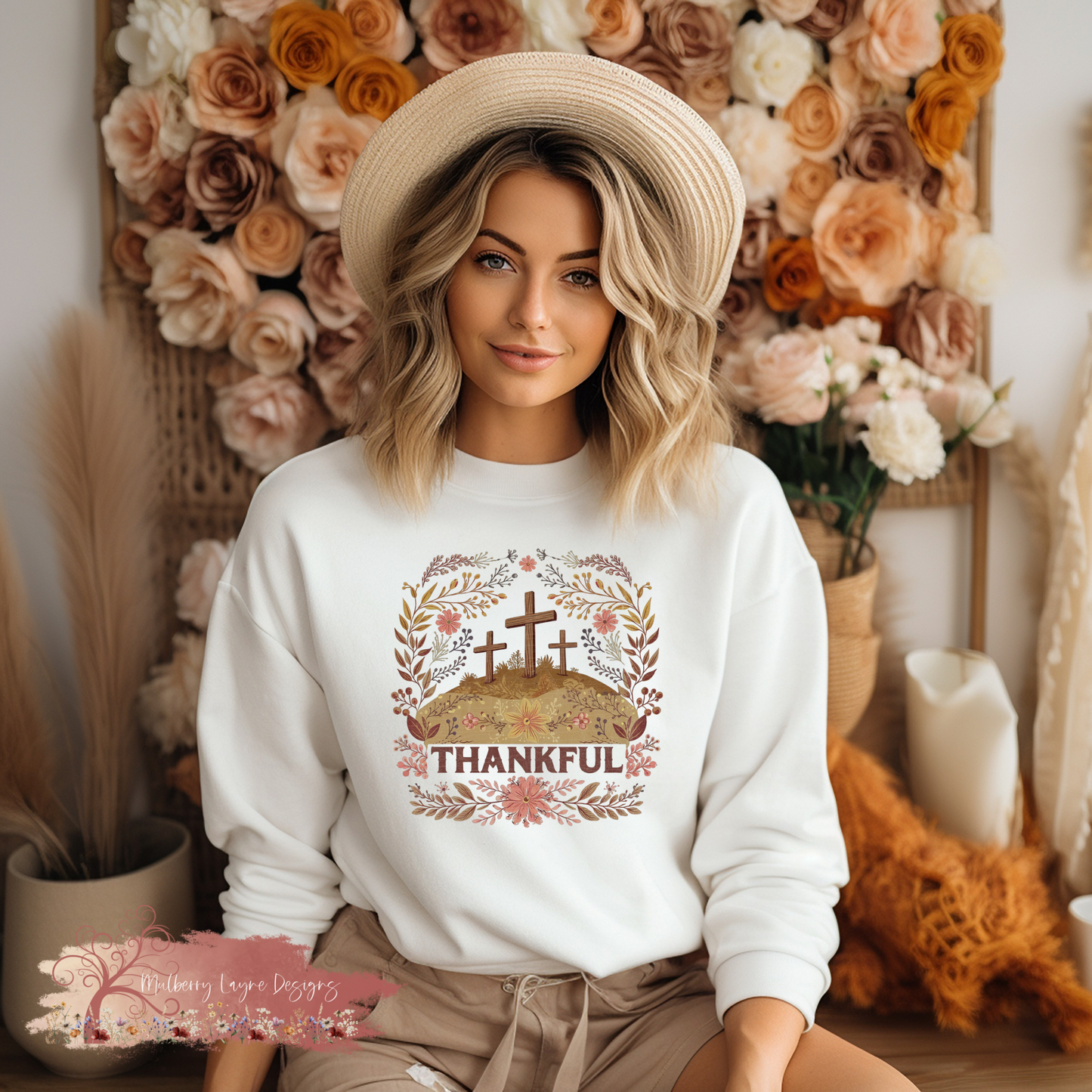 Thankful Christian Crosses Sweatshirt