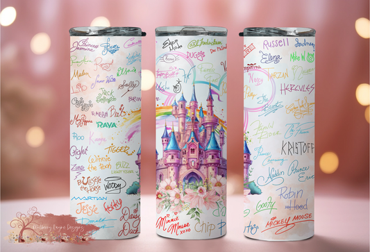 Magic Kingdom With Characters Signatures Skinny Tumbler